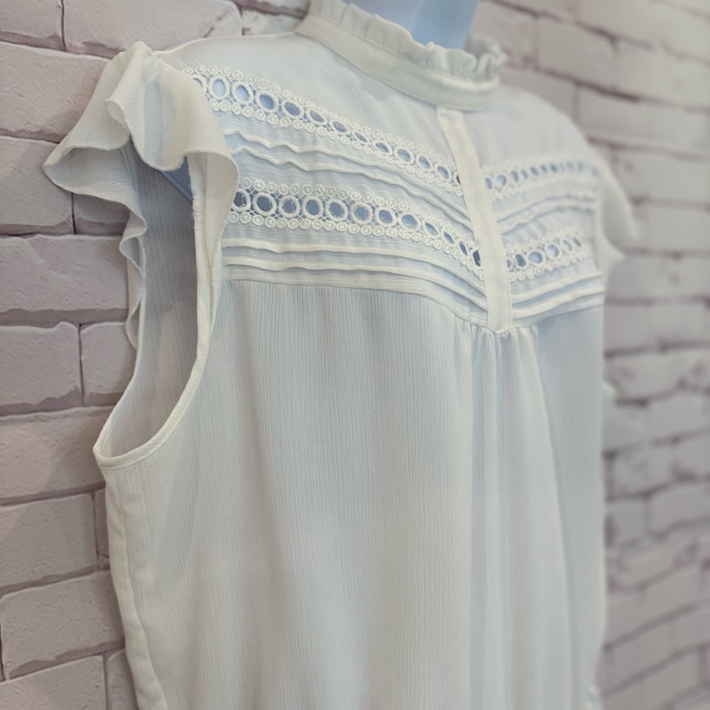New York & Co Elegant White Ruffled Women's Top